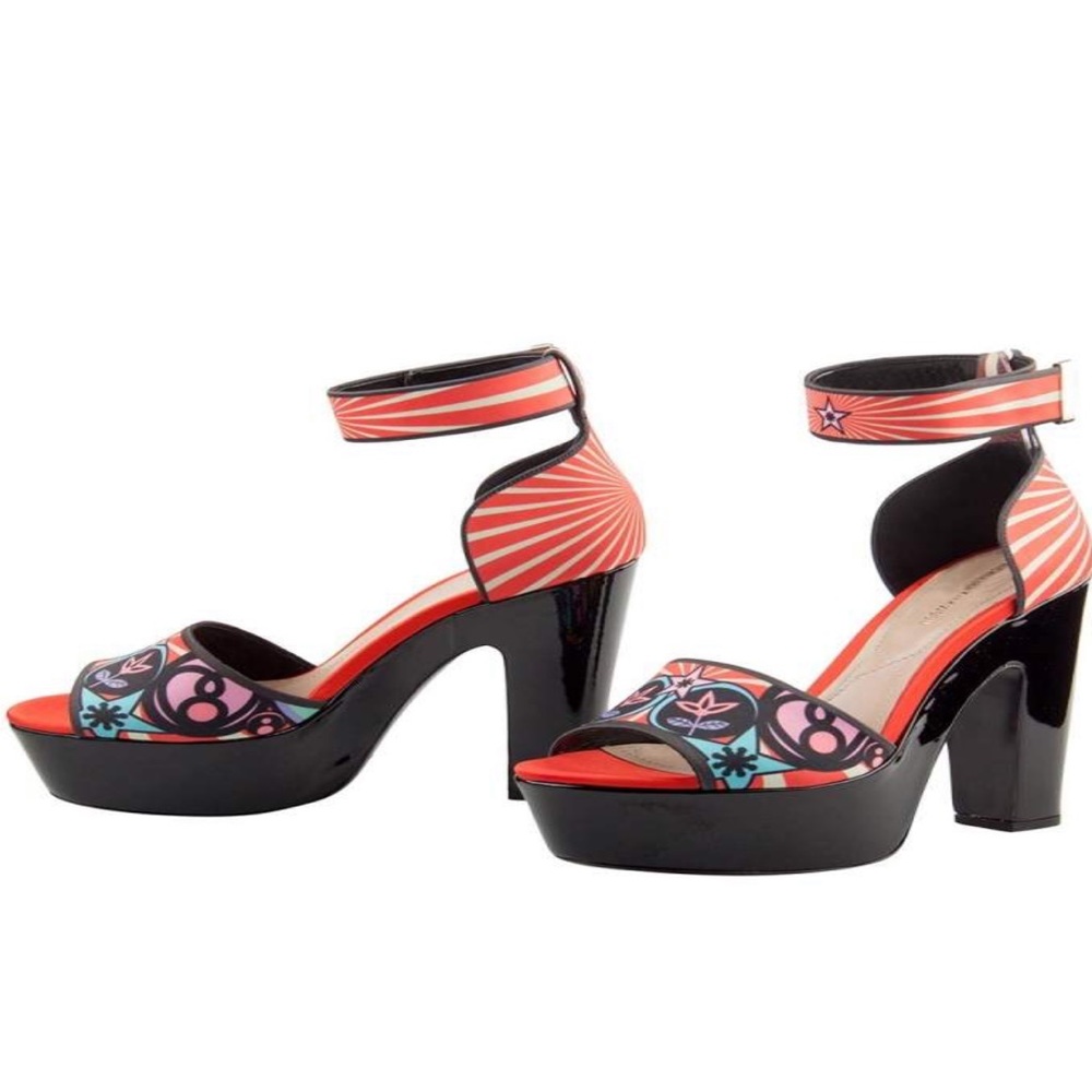 Nicholas Kirkwood Multicolor Printed Satin Platform Sandals - Picture 2 of 7